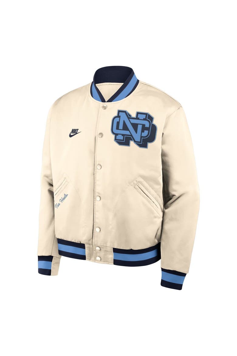 Men's Nike Tan North Carolina Tar Heels Legacy Full-Snap Bomber Jacket, Alternate, color, Tan