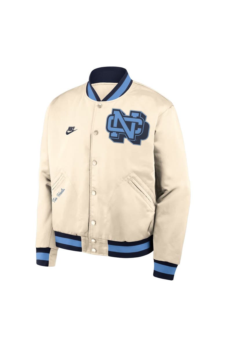 Nike Men's Nike Tan North Carolina Tar Heels Legacy Full-Snap Bomber Jacket, Alternate, color, Tan