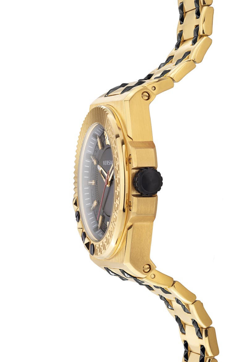 Chain Reaction Bracelet Watch, 45mm, Alternate, color, GOLD/ BLACK/ GOLD