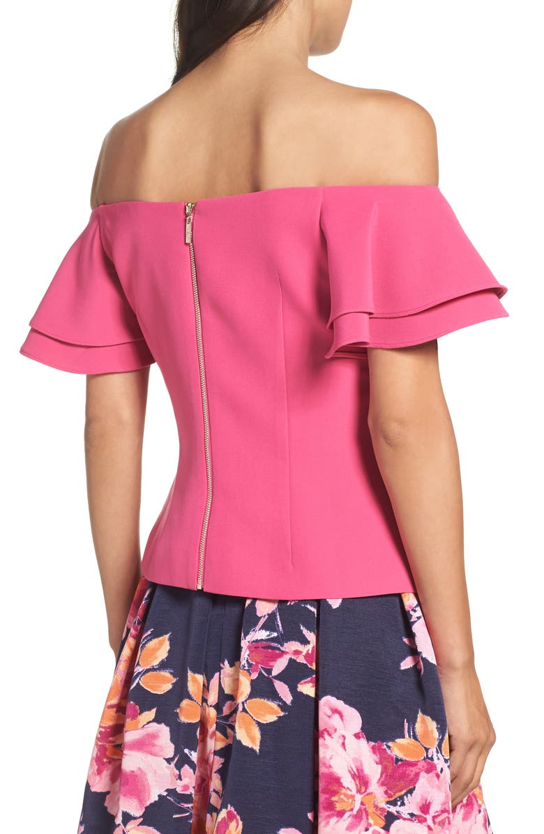 Eliza J Off the Shoulder Top, Alternate, color, Fuchsia