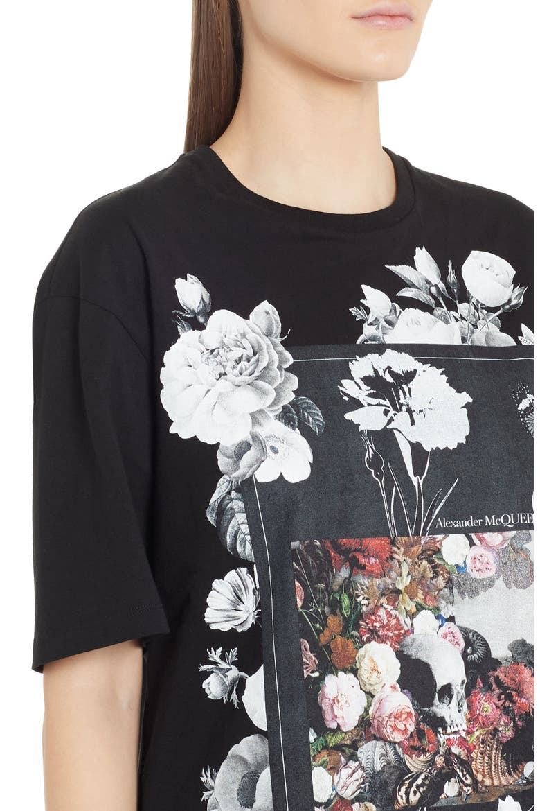 Alexander McQueen Rose Album Graphic Tee, Alternate, color, BLACK MULTI