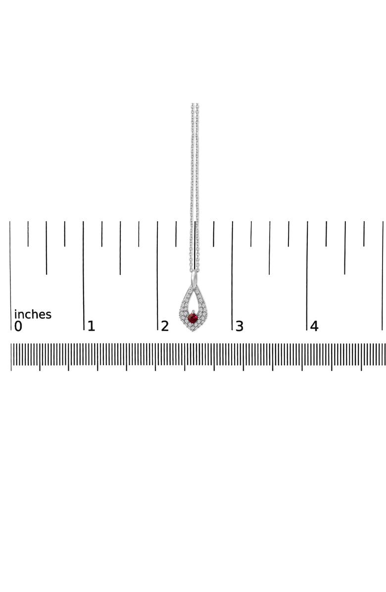 Haus of Brilliance Silver Created Red Ruby and White Sapphire Pear Shaped Pendant Necklace, Alternate, color, White