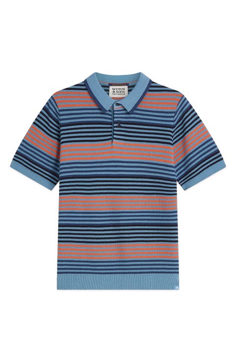 Kids' Stripe Cotton Knit Polo