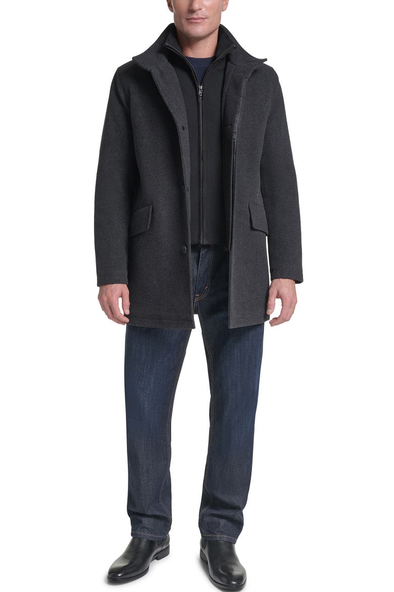 Shirt Collar Wool Blend Top Coat, Alternate, color, CHARCOAL