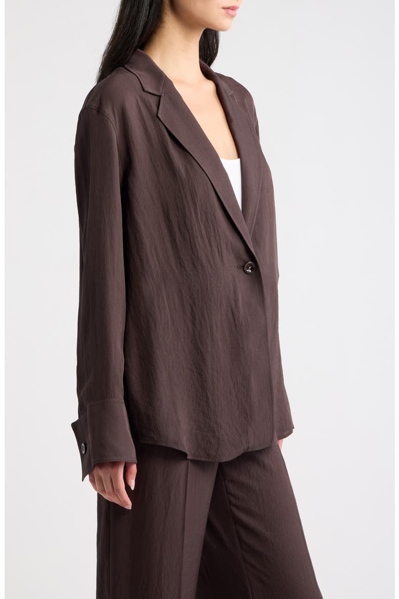 Washed Twill One-Button Blazer Shirt, Alternate, color, DARK BROWN - D1S