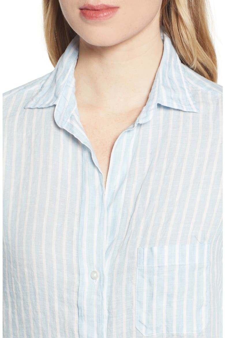 The Hero Linen Shirt, Alternate, color, BENAZIR BLUE AND WHITE STRIPE