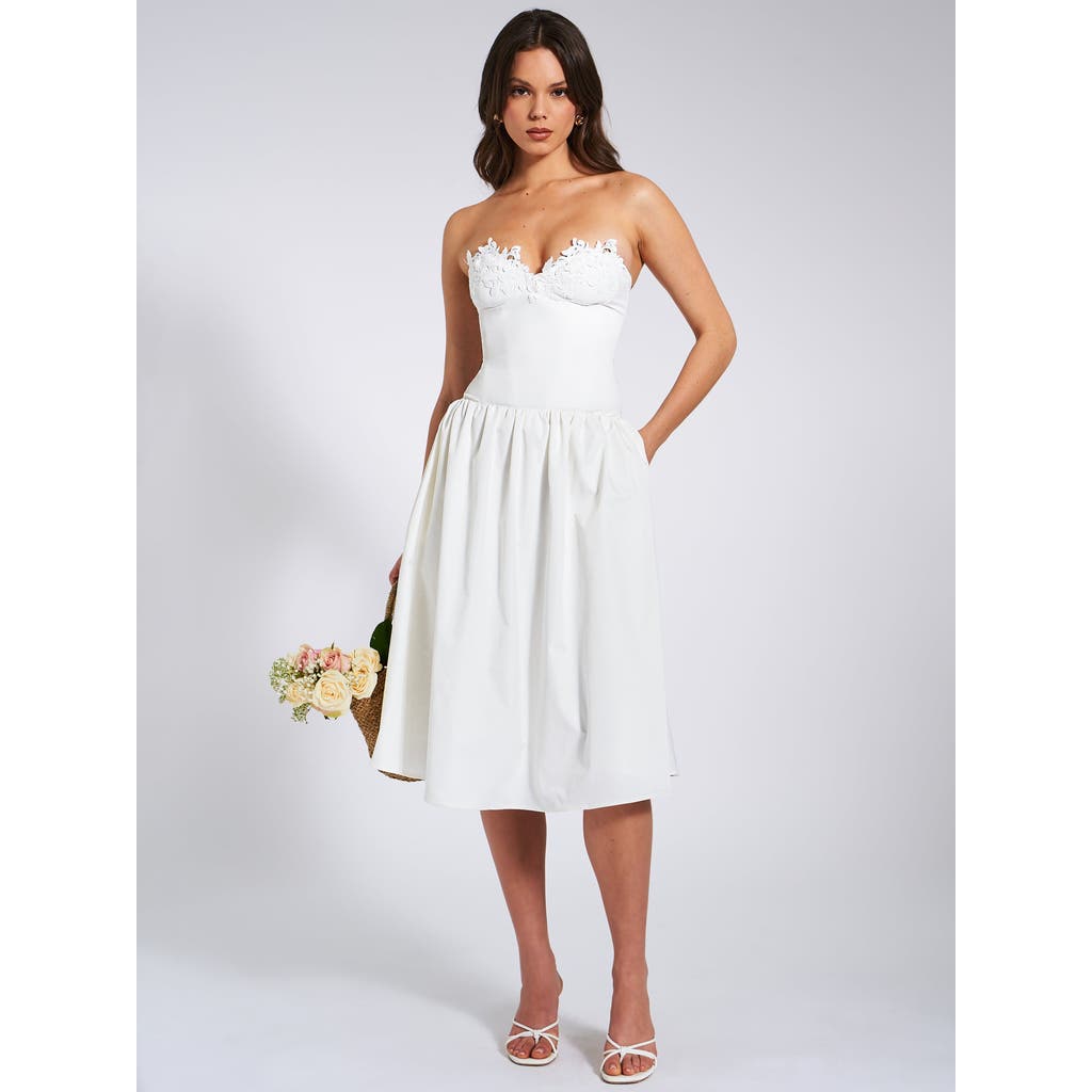 Miss Circle Rowan Lace Drop Waist Corset Sundress In White