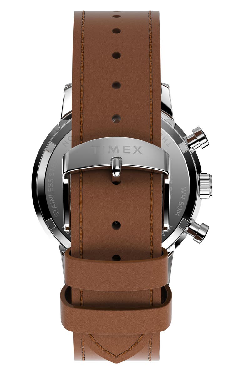 Timex<sup>®</sup> Marlin<sup>®</sup> Chronograph Leather Strap Watch, 40mm, Alternate, color, Brown