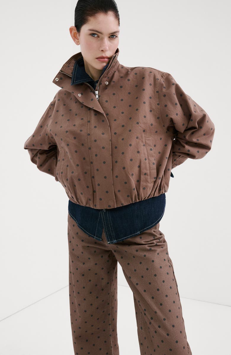 MANGO Polka Dot Straight Leg Jeans, Alternate, color, Chocolate