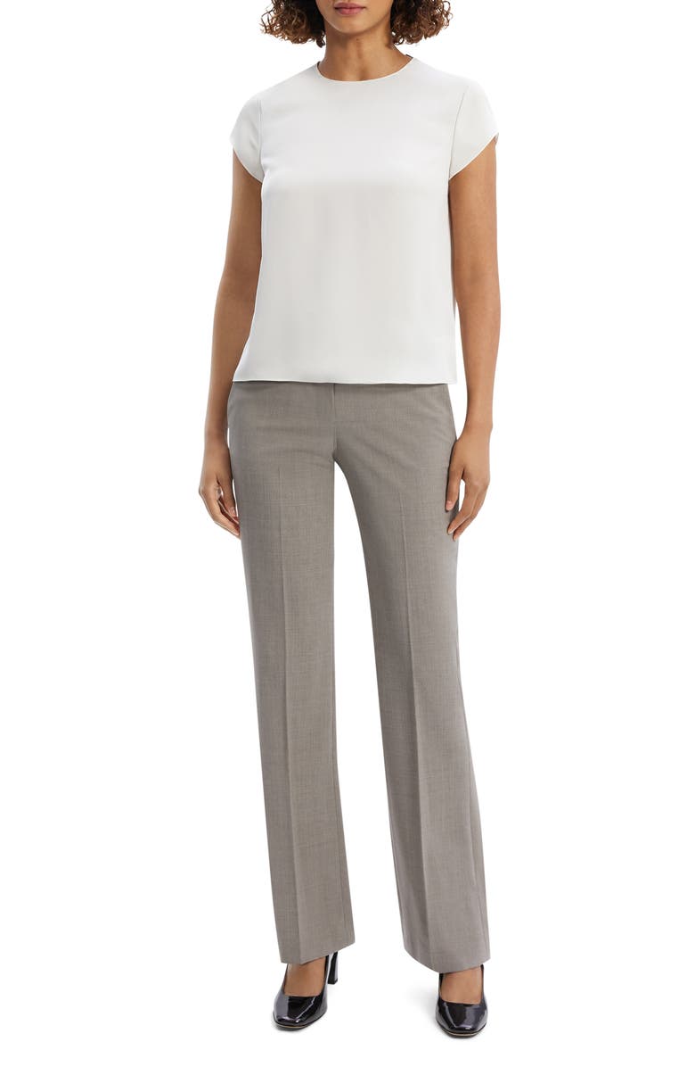 Theory Cap Sleeve Silk Top, Alternate, color, Ivory