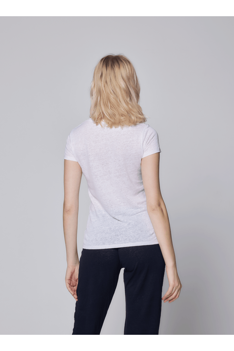Stretch Linen Short Sleeve Crewneck T-Shirt, Alternate, color, BLANC