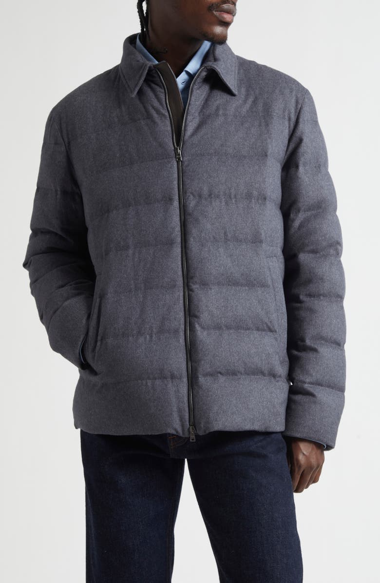 Herno Cashmere & Silk Down Puffer Jacket, Main, color, Charcoal