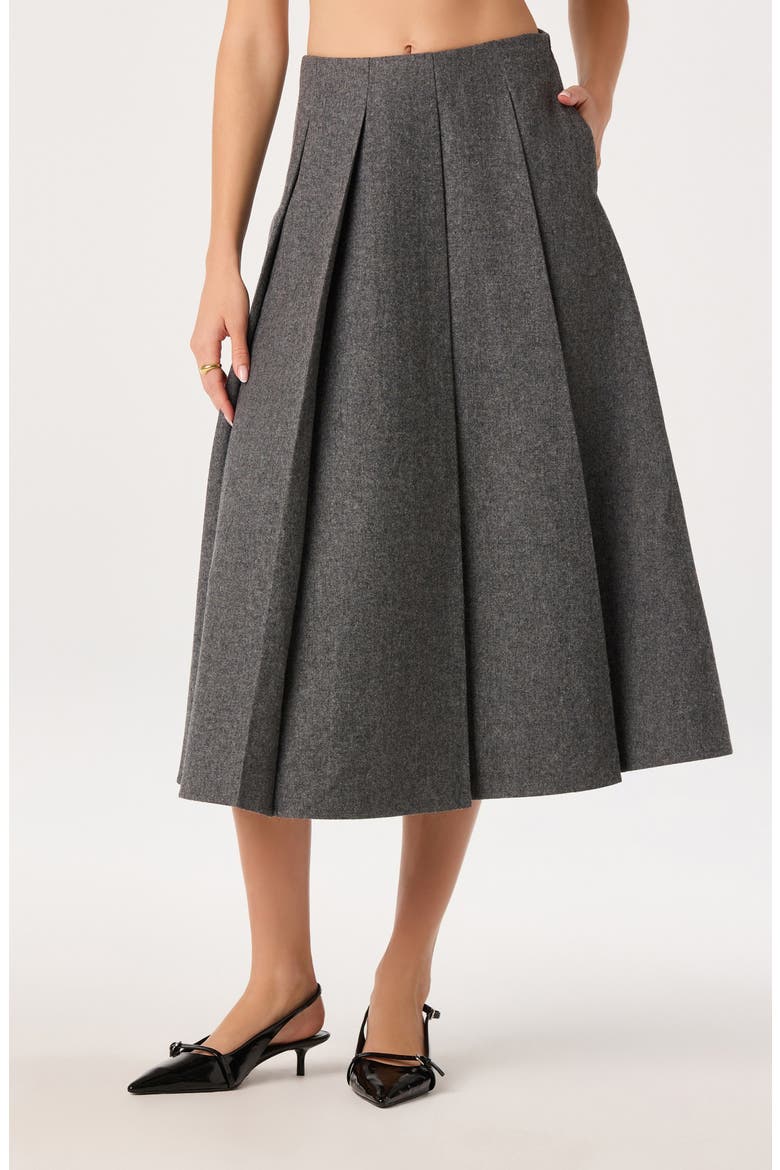 Kelsie Pleated Wool Blend Midi Skirt, Main, color, CHARCOAL