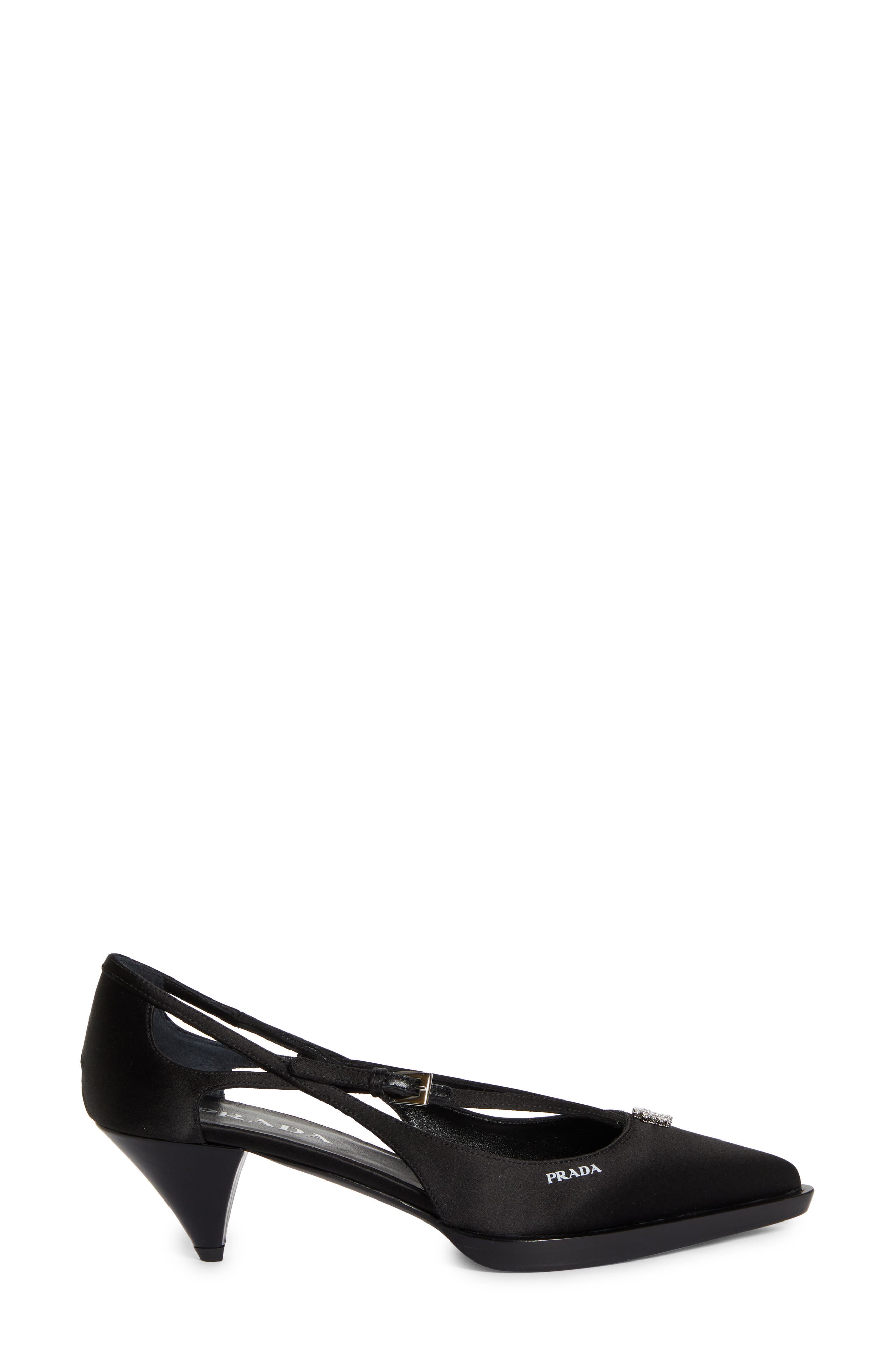 Prada Runway Crystal Detail Pointed Toe Pump, Alternate, color, 