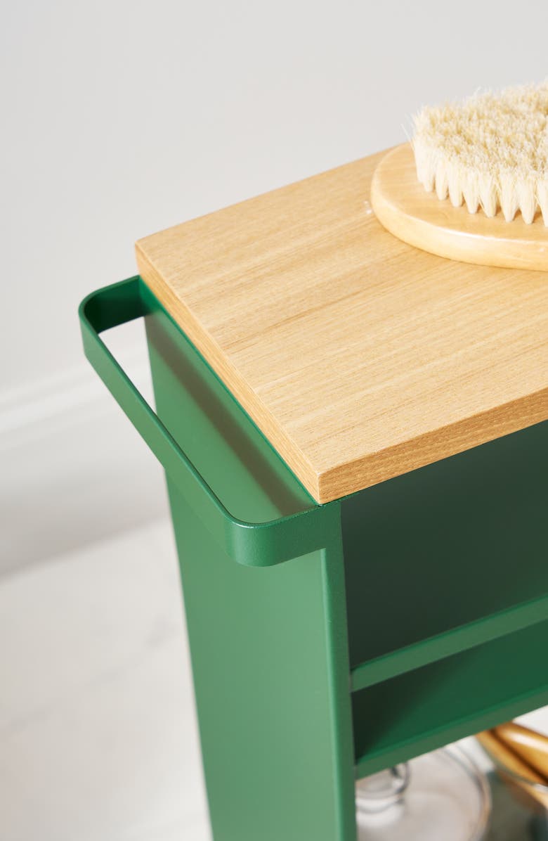 Yamazaki Steel Rolling Storage Cart, Alternate, color, Forest Green