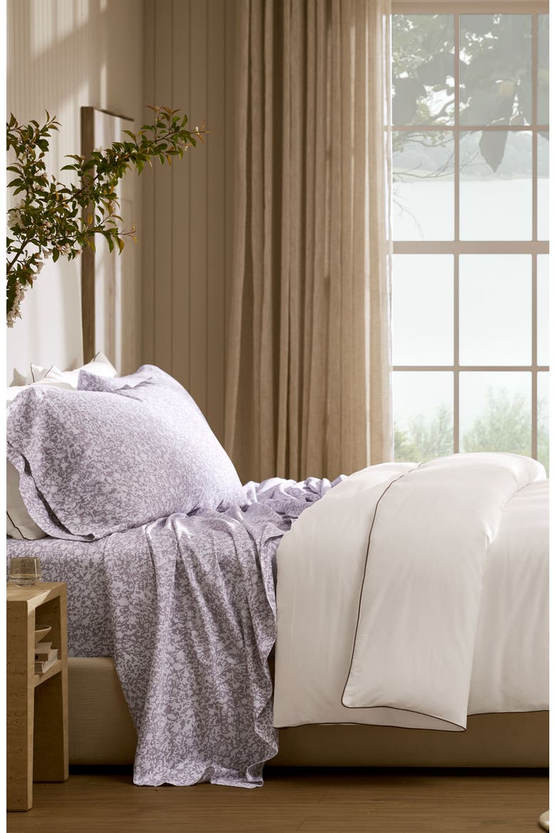 Signature Hemmed Garden Organic Cotton Sheet Set, Alternate, color, PLUM