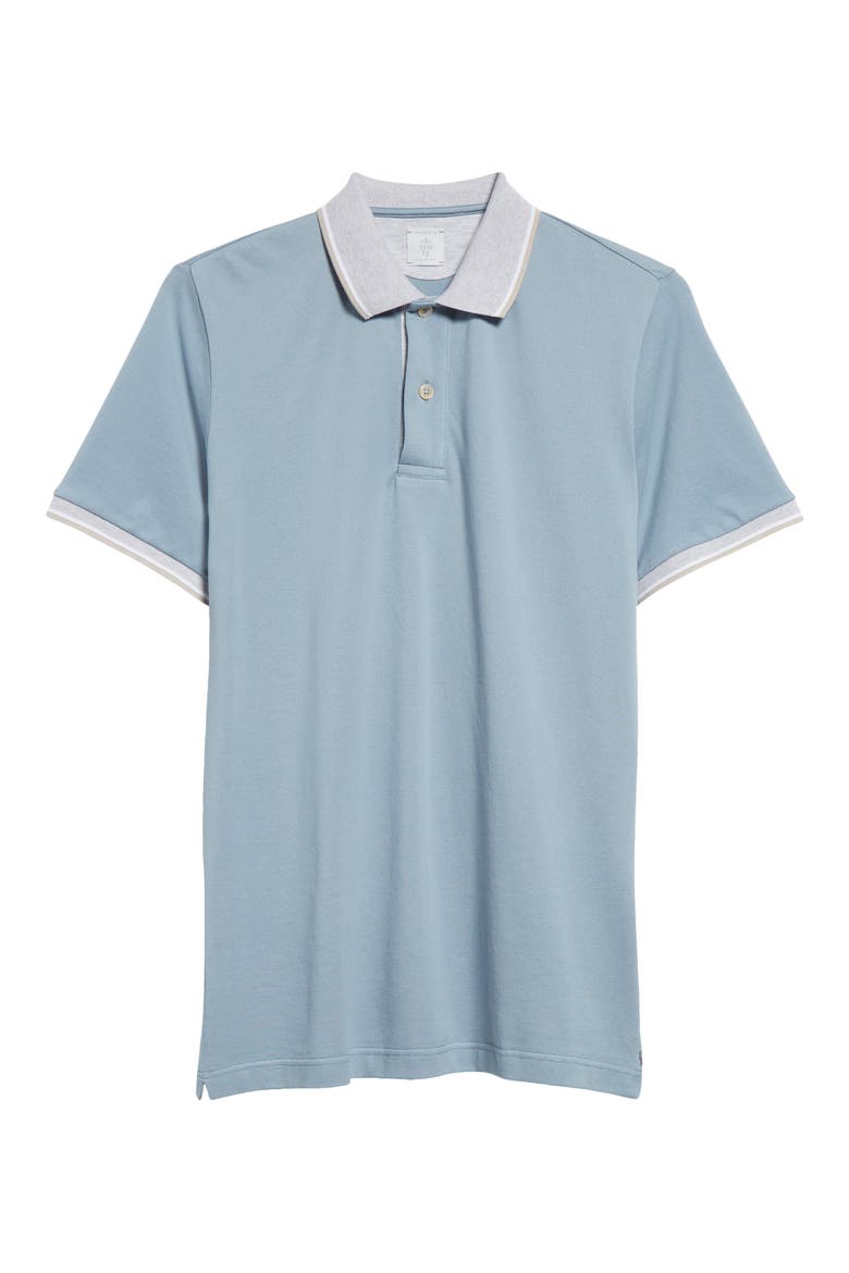 Tipped Piqué Cotton Polo, Alternate, color, BABY BLUE