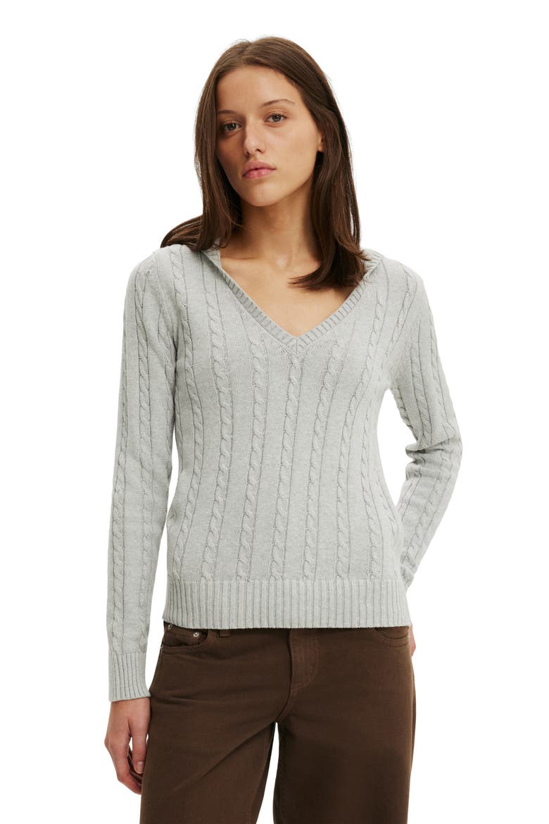 Women's Cotton V Neck Pullover, Main, color, Grey Marle