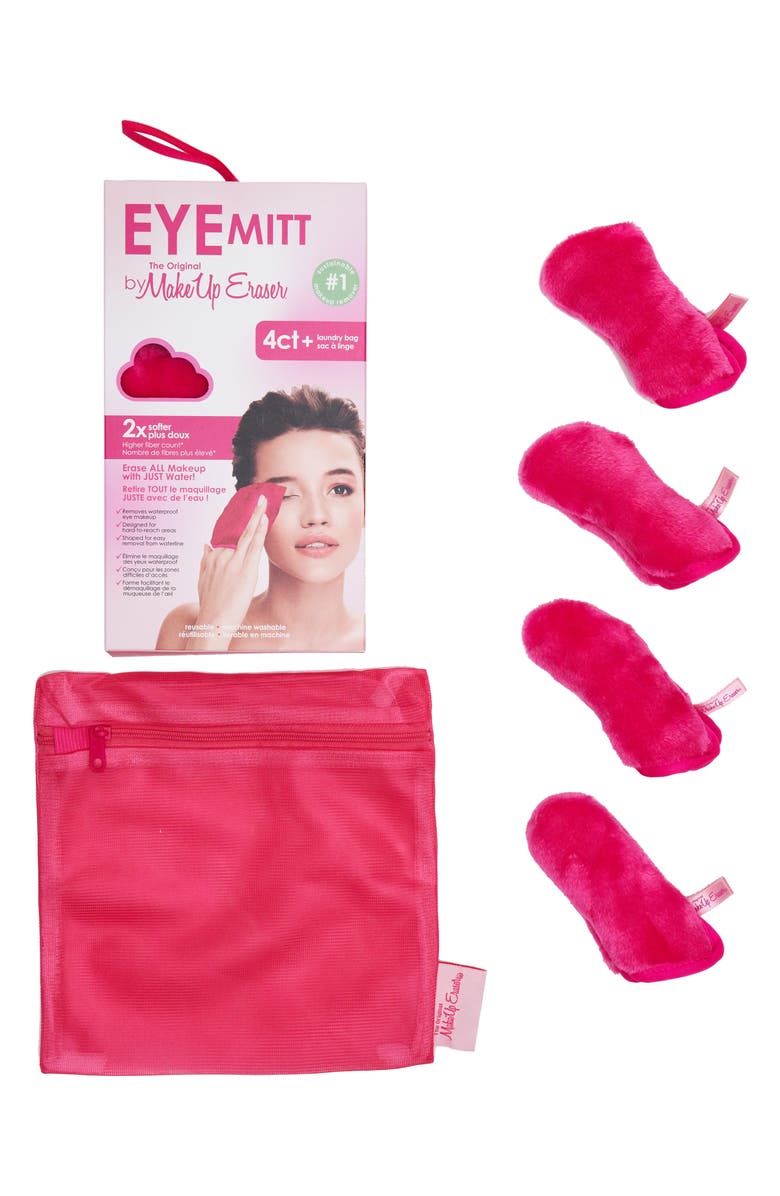 The Original MakeUp Eraser 4-Count Eye MITTs with Laundry Bag, Main, color, Pink