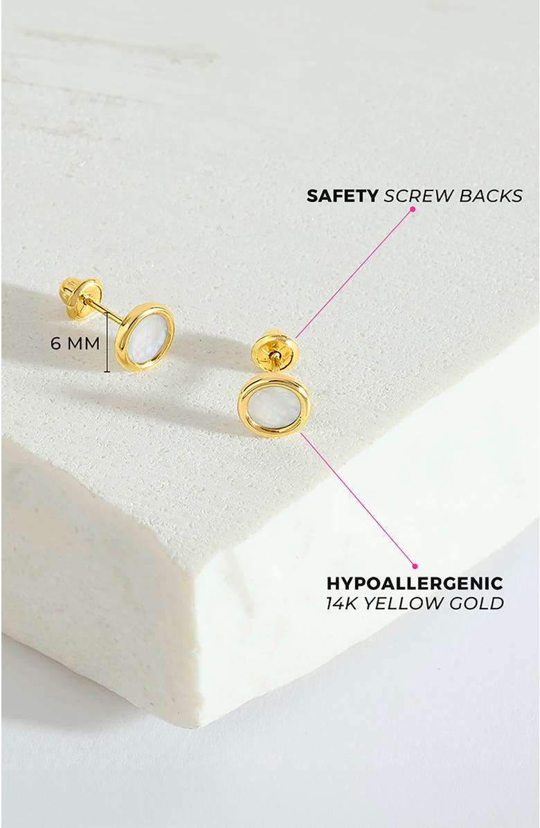 In Season Jewelry 14k Mother of Pearl Bezel Earrings, Alternate, color, White