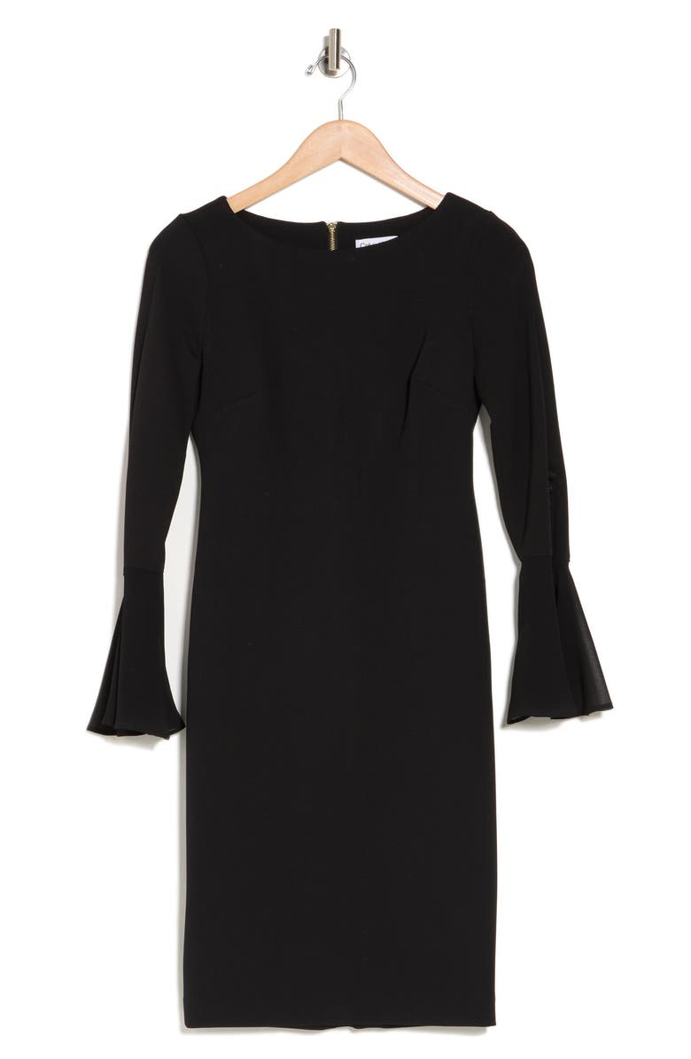 Calvin Klein Long Chiffon Bell Sleeve Sheath Dress, Alternate, color, 