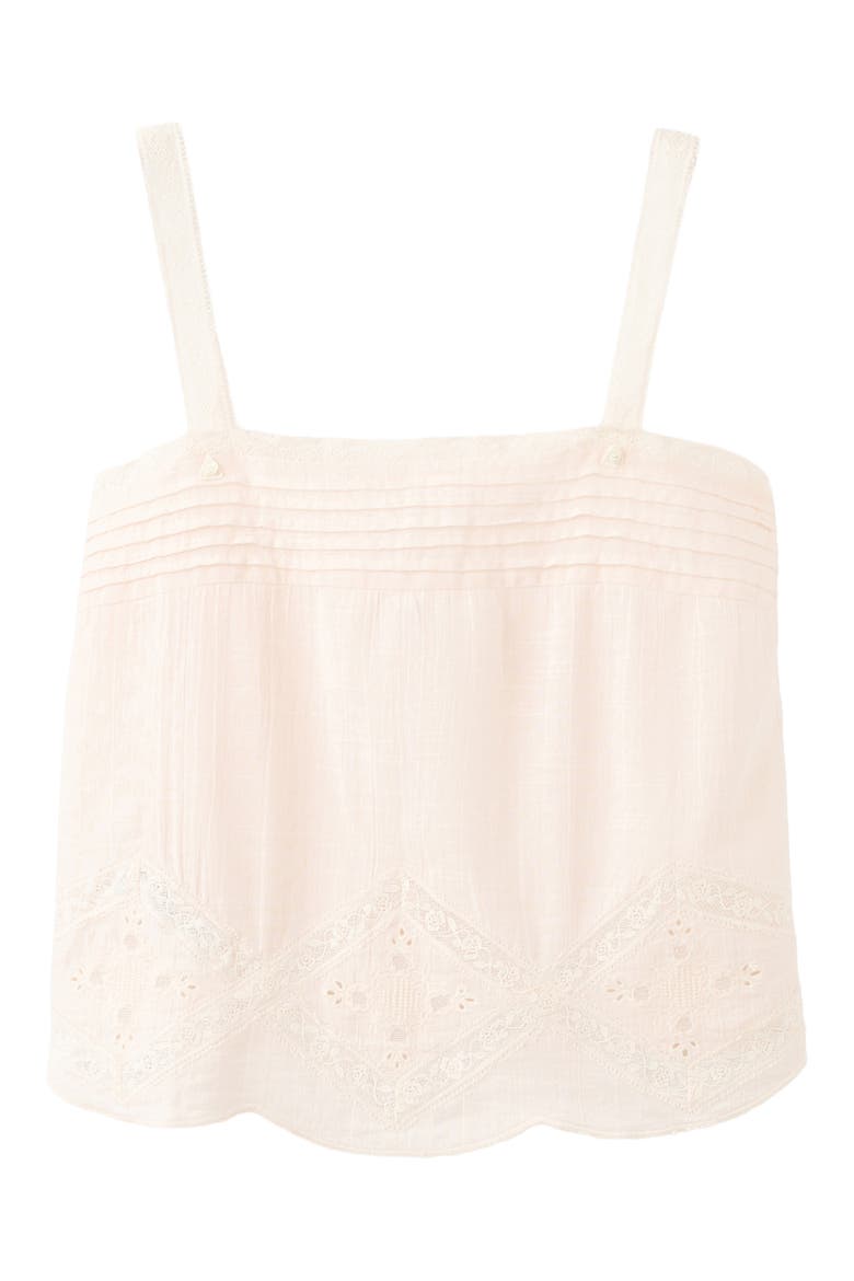 Pleated Embroidered Camisole, Alternate, color, PASTEL PINK