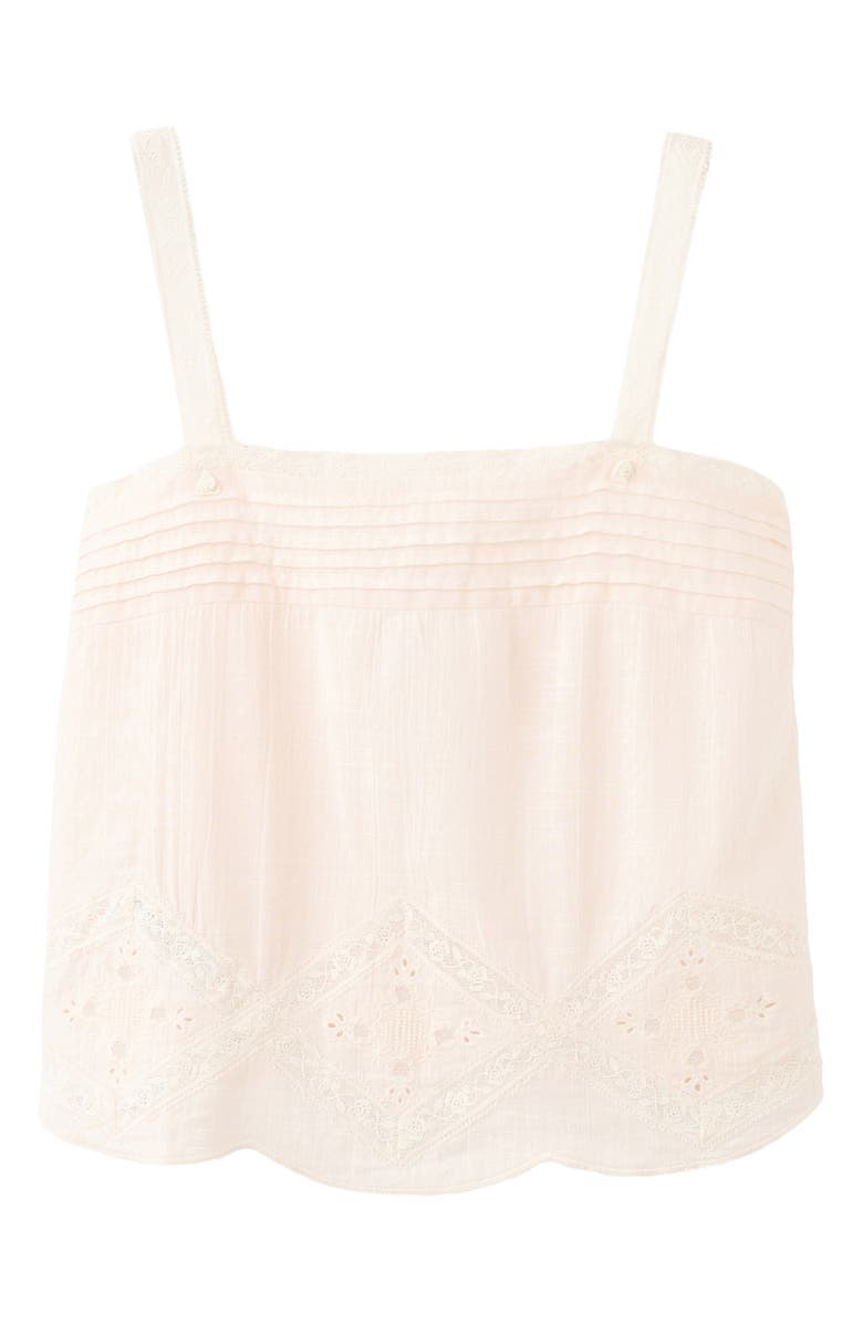 MANGO Pleated Embroidered Camisole, Alternate, color, Pastel Pink