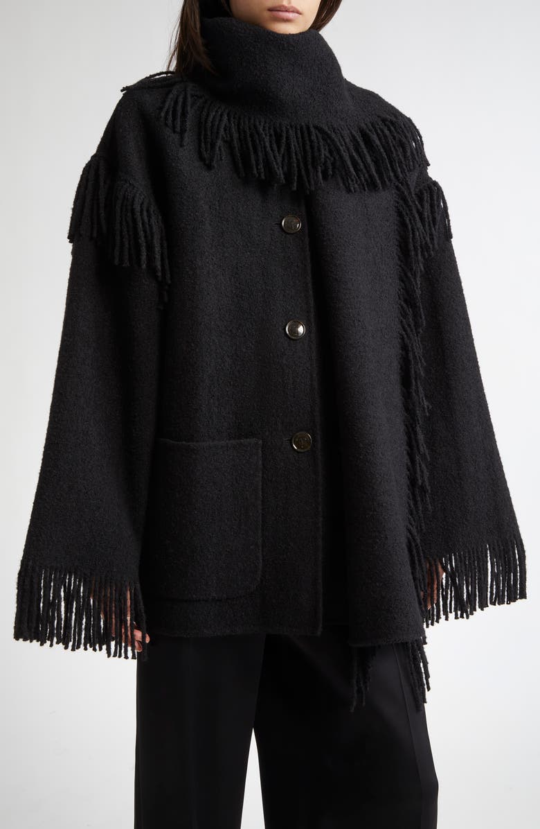 TOTEME Double Face Wool Blend Scarf Jacket, Alternate, color, Black