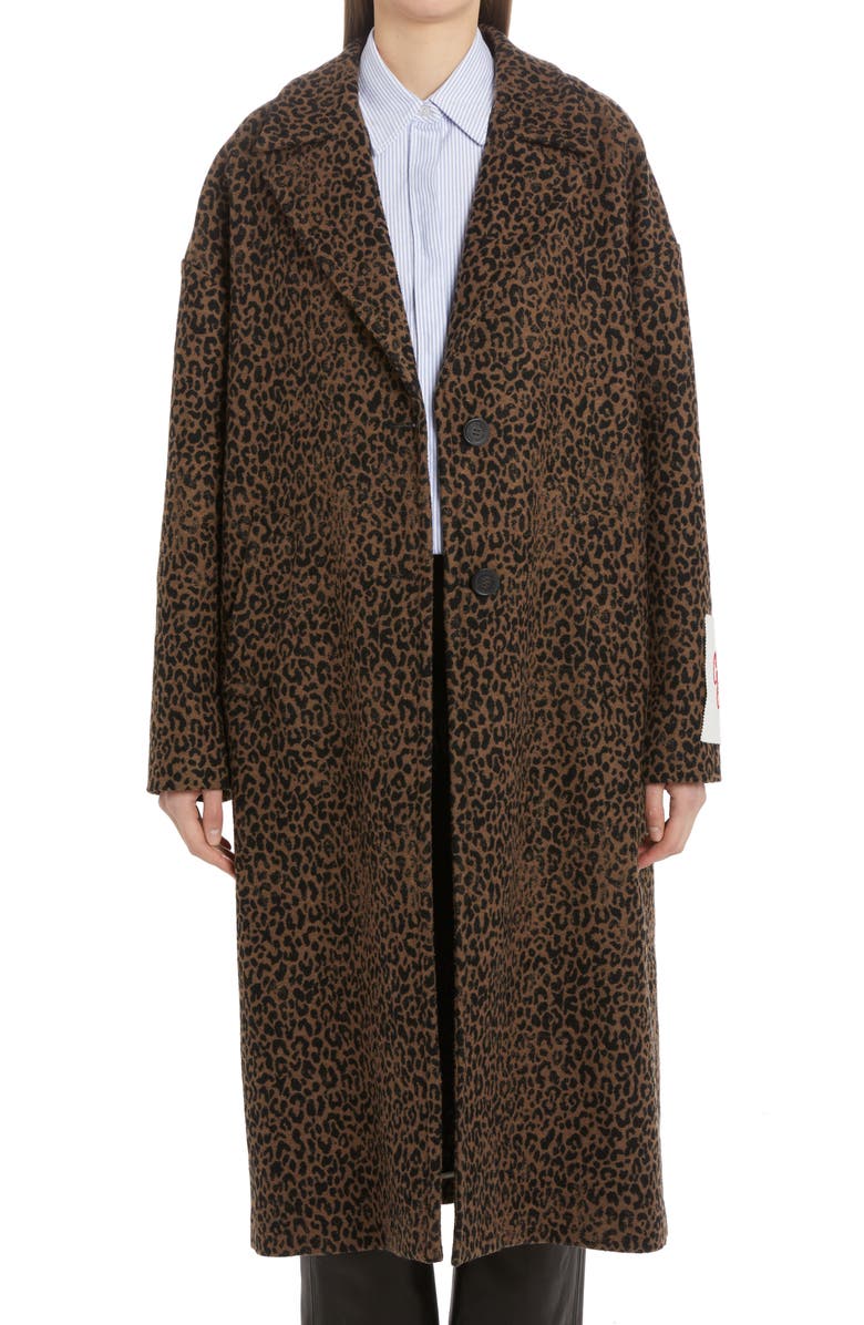 Golden Goose 2B Leopard Oversize Wool Blend Coat, Main, color, 