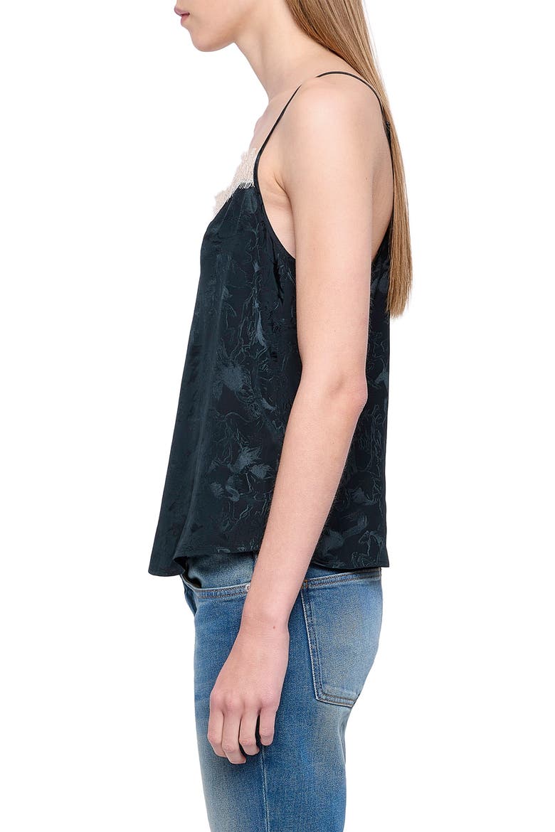 Cespa Horse Jacquard Silk Camisole, Alternate, color, GLOOM