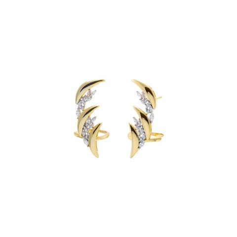 Curved Pavé Ear Cuff Stud Earring