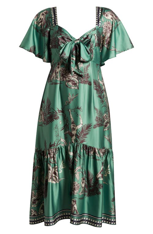 CIEBON CIEBON JADELYN FLUTTER SLEEVE SATIN DRESS