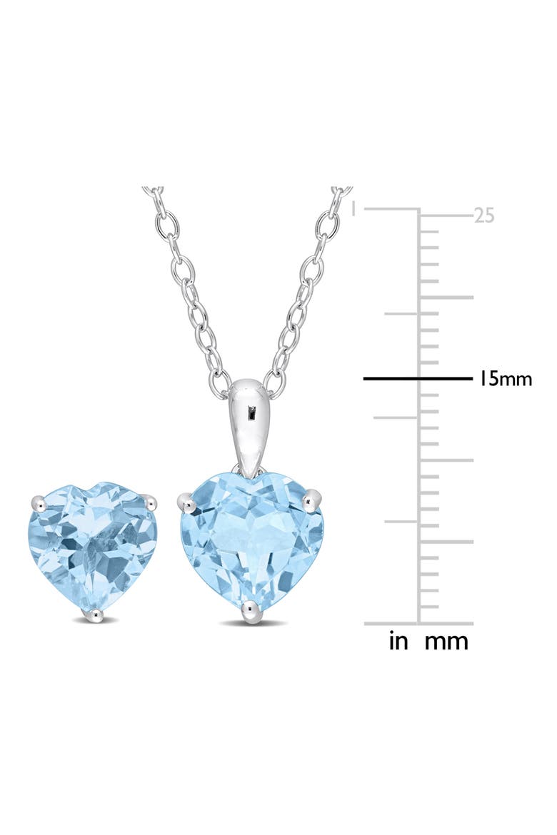 Heart Cut Sky Blue Topaz Pendant Necklace & Stud Earrings Set, Alternate, color, BLUE