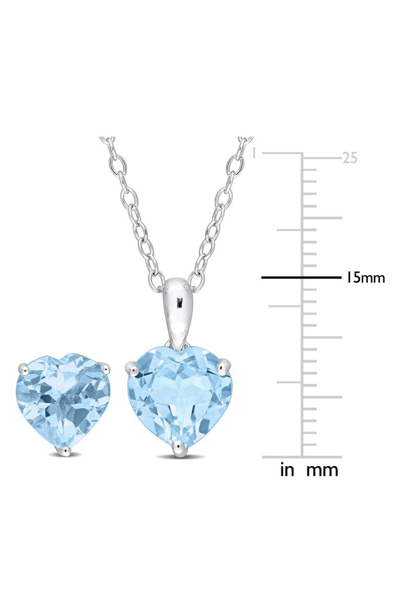 DELMAR Heart Cut Sky Blue Topaz Pendant Necklace & Stud Earrings Set, Alternate, color, Blue