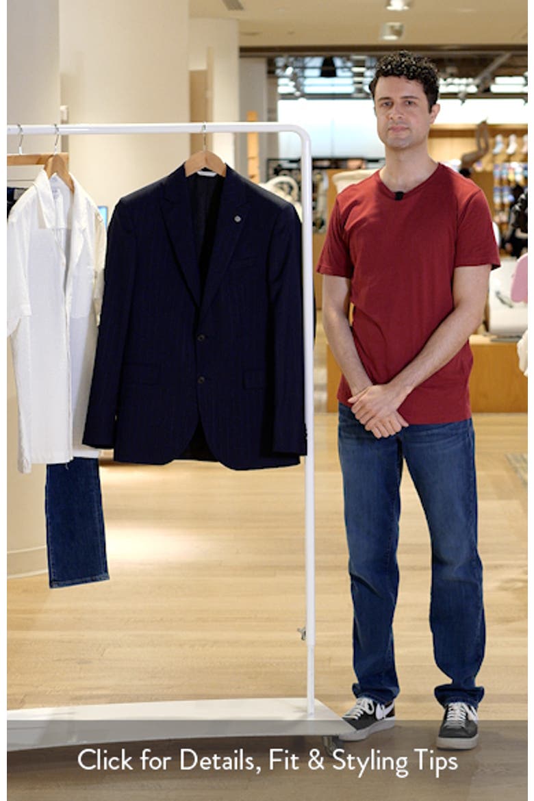 Rawdon Slim Fit Pinstripe Super 100s Wool Peak Lapel Sport Coat video