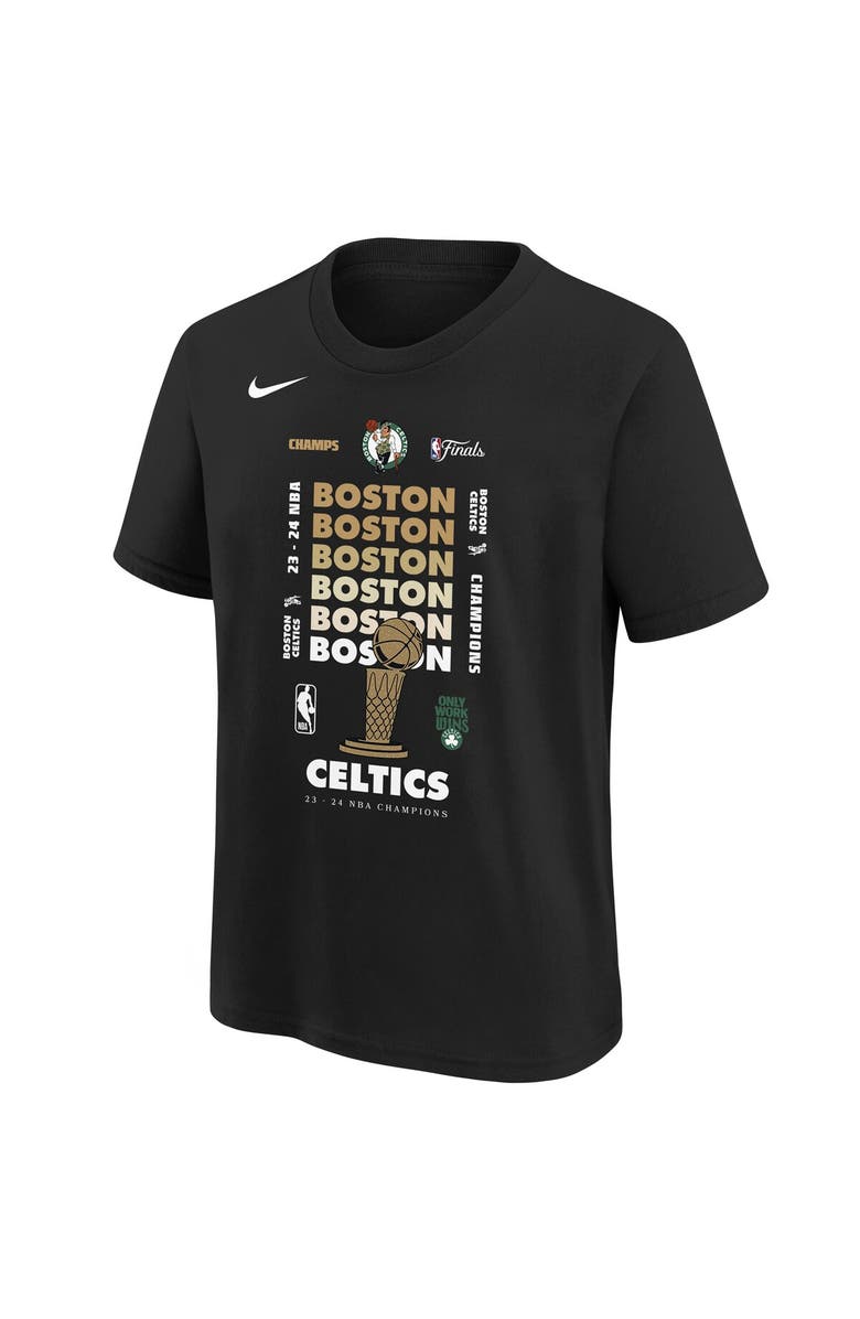 Nike Youth Nike Black Boston Celtics 2024 NBA Finals Champions Expressive T-Shirt, Alternate, color, 
