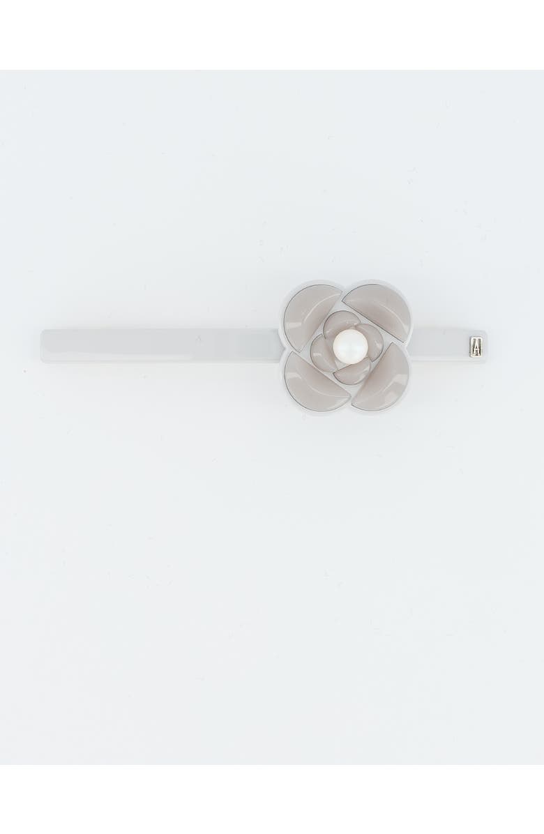 Alexandre de Paris Camelia Graphique Long Acetate Barette, Main, color, Grey