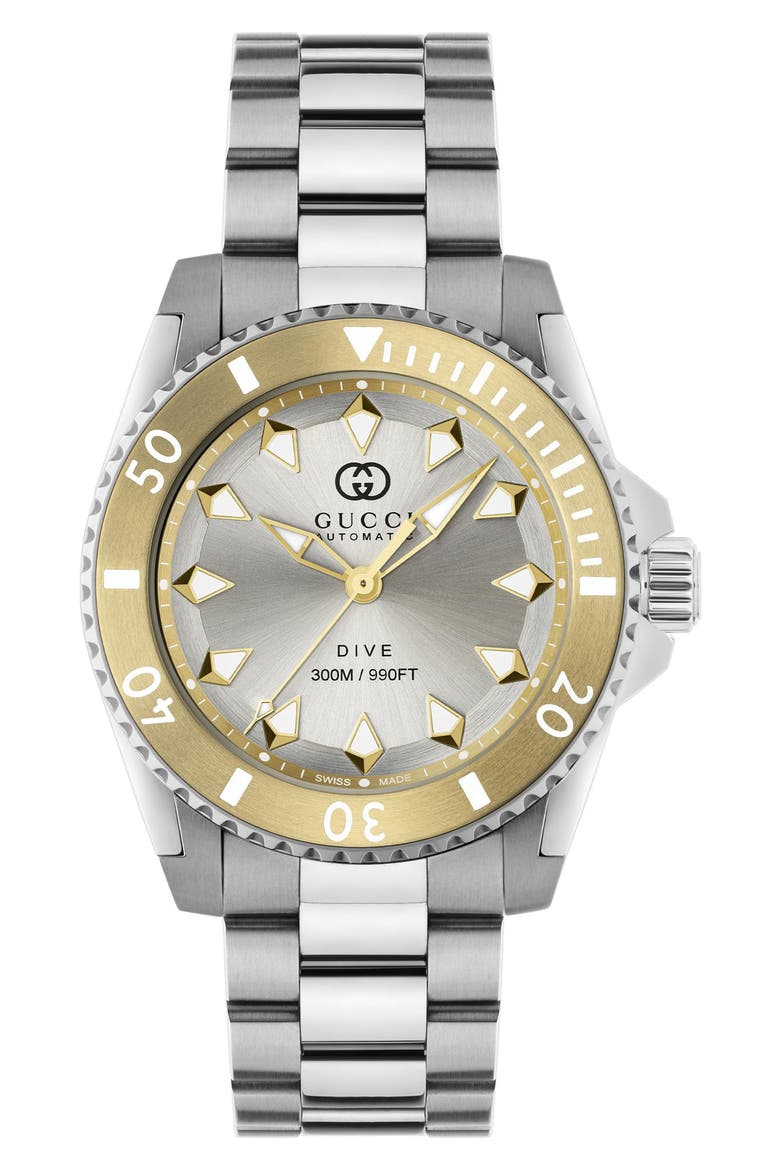 Dive Bracelet Watch, 40mm, Alternate, color, SILVER