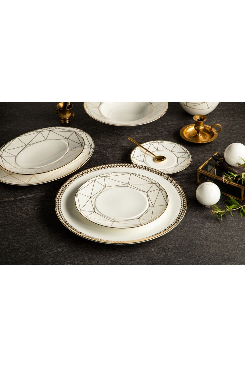 Gem Cut Gold Charger Plate, Alternate, color, White