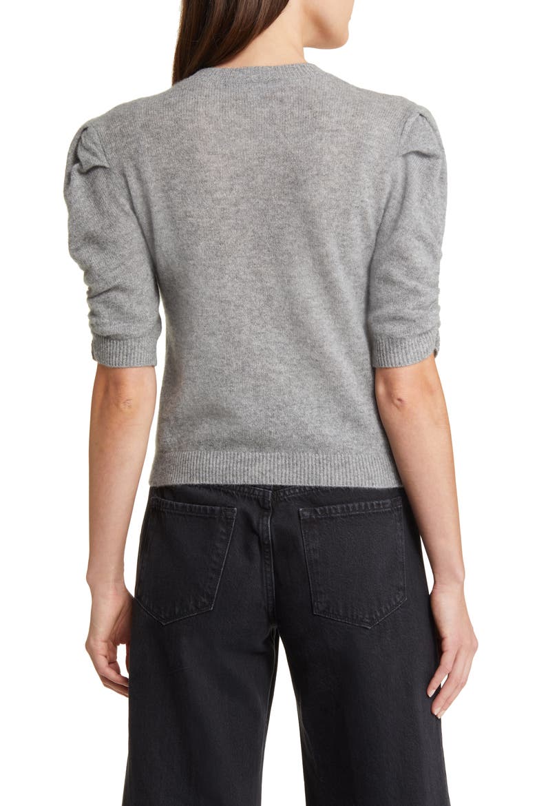 Ruched Sleeve Recycled Cashmere & Wool Sweater, Alternate, color, GRIS HEATHER