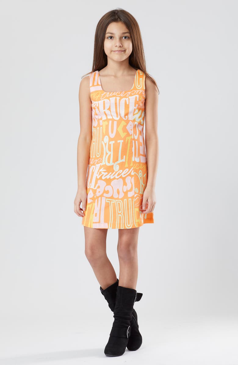 Truce Kids' Logo Print Sleeveless Stretch Cotton Dress, Alternate, color,