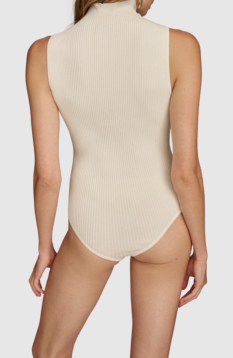 Donna Karan New York Turtleneck Rib Tank Bodysuit, Alternate, color, Ivory