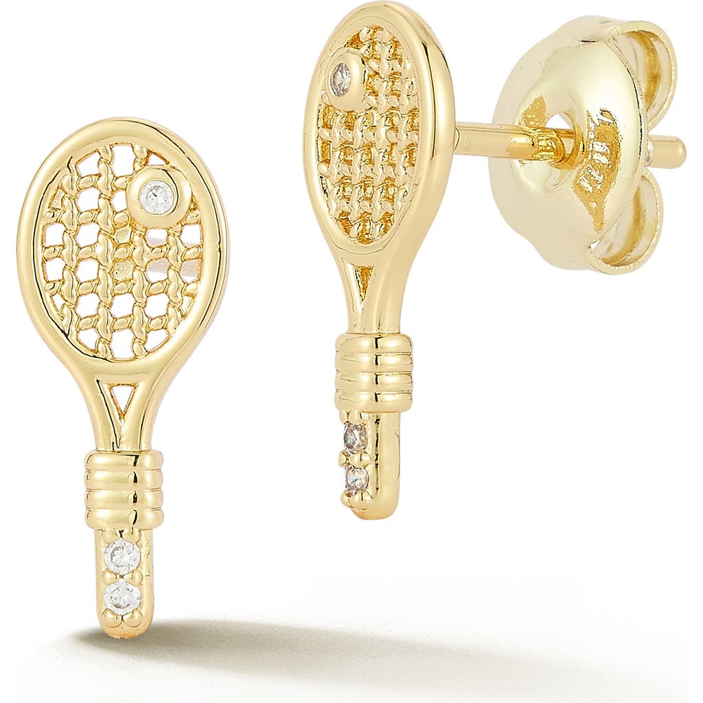 Sphera Milano Tennis Racket Stud Earrings In Gold