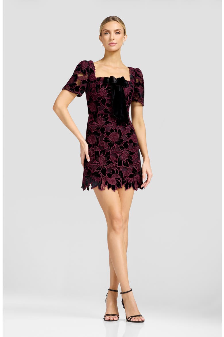 Clarke Floral Lace Minidress, Alternate, color, DEEP PLUM MULTI