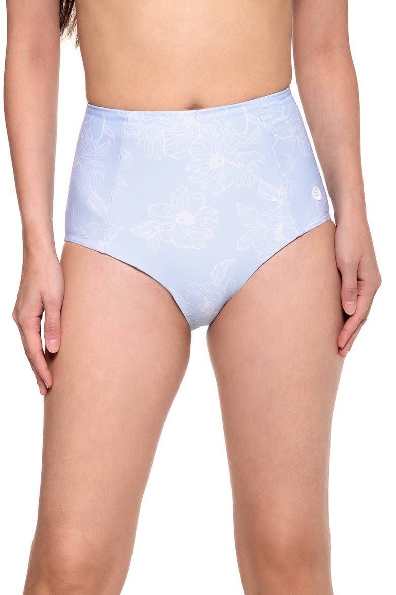 Women's Ocean Sculpt High Rise Swim Bottoms, UPF 50+ Sun Protection, Alternate, color, Skyride Perfect Peony