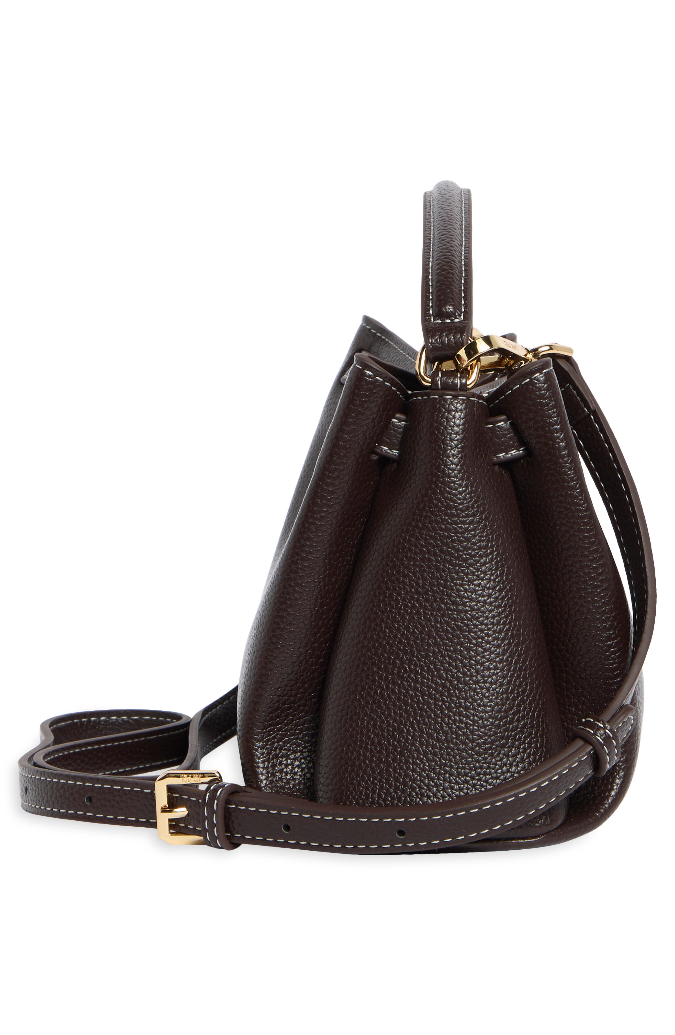 Carmen Faux Leather Top Handle Bag, Alternate, color, DARK BROWN
