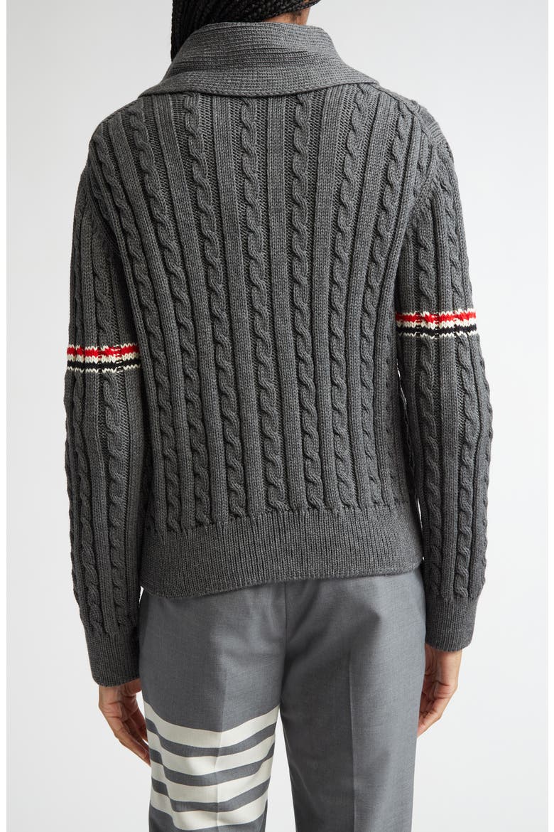 Shawl Collar Cable Knit Virgin Wool Cardigan, Alternate, color, MEDIUM GREY