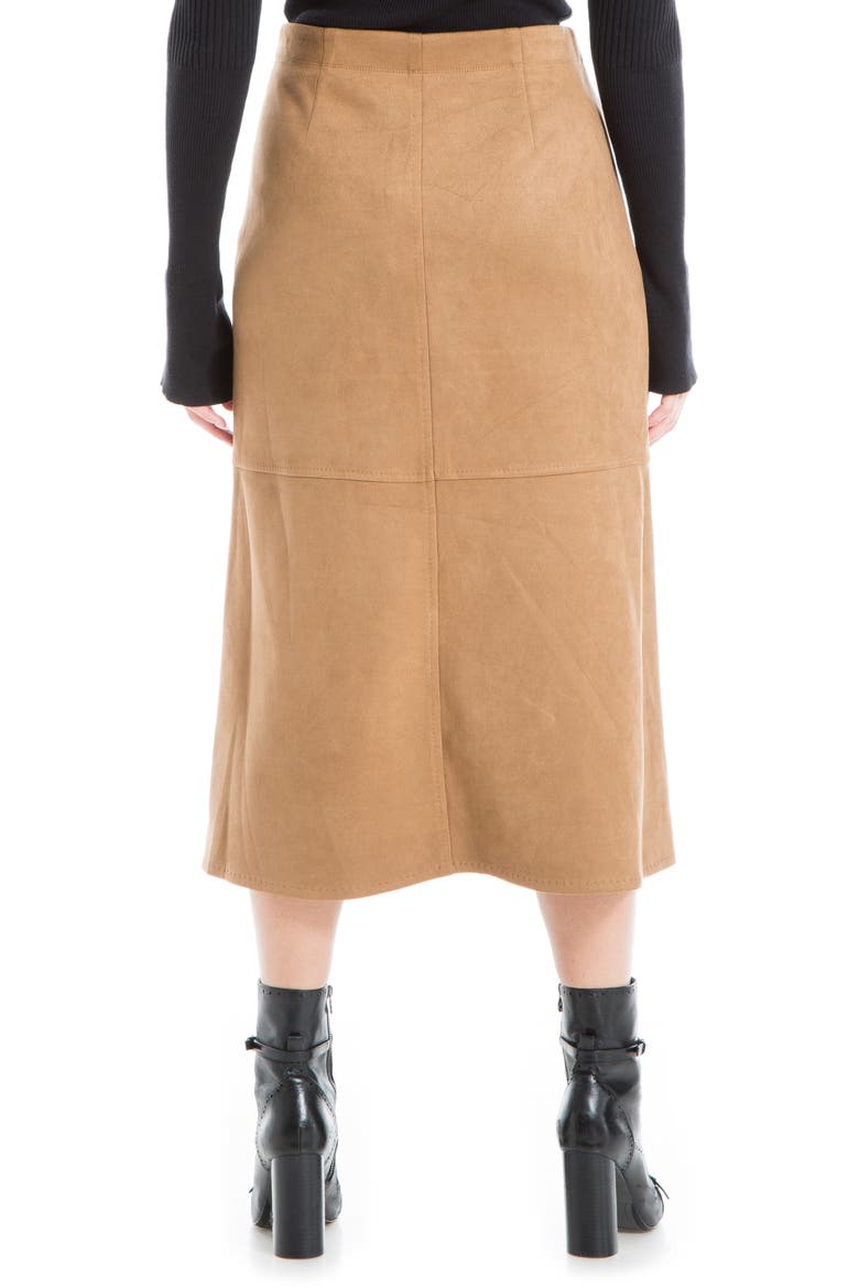 Faux Suede A-Line Midi Skirt, Alternate, color, VICUNA