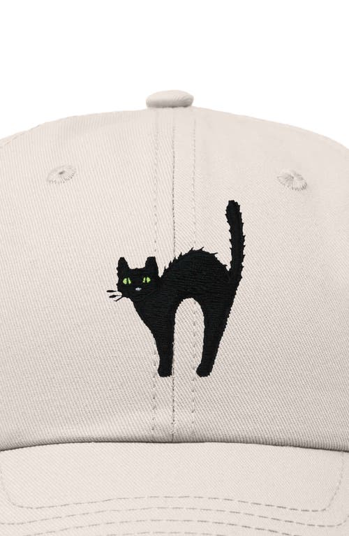 Dalix Black Cat Embroidered Casual Hat In Beige
