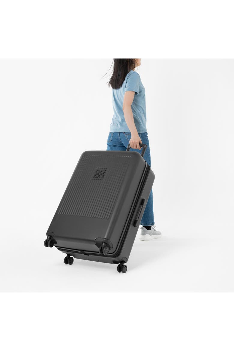 Meridian 29 Inch Large Checked Travel Hardside Luggage, Alternate, color, Black